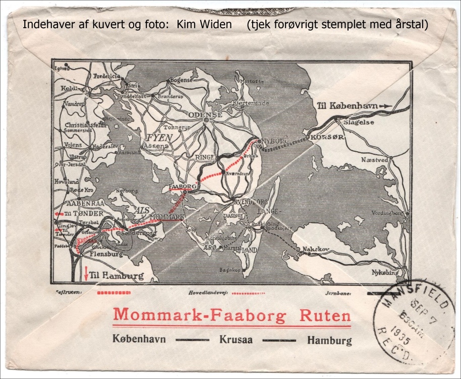 Bagsiden på en konvolut fra 1935 - Kim Widen